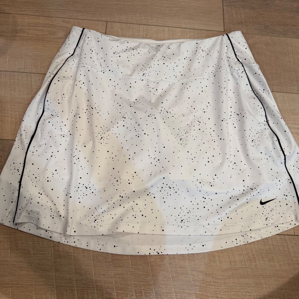 Nike Womens White & Black Dotted Tennis Skirt With Built-In Shorts Size XL